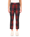 Sanctuary Carnaby Cotton Plaid Kick Crop Pants In Red