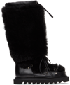 TOGA BLACK SHEARLING STUDDED BOOTS