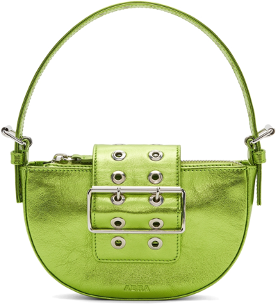 Abra Green Carrie Shoulder Bag In Metalic Green