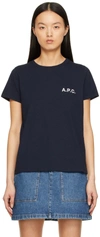 Apc Denise Embroidered Logo Cotton T-shirt In Navy