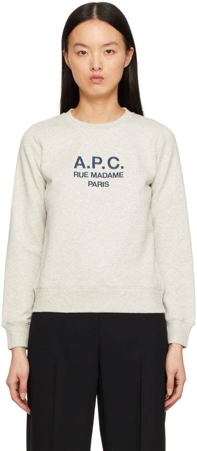 A.p.c. Tina Sweatshirt With Logo Embroidery In Grey