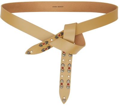 Isabel Marant Lecce Studded Leather Belt In Beige