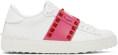 Valentino Garavani White & Pink Untitled Open Sneakers In Z17 Wt/femi