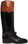 Gucci Black Harness Tall Boots In 1079 Nero/amber Hone