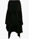 Jw Anderson Asymmetric Drape Hem Midi Cargo Skirt In Black