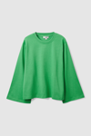 Cos Relaxed-fit Flared Sleeve T-shirt In Green