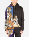 DOLCE & GABBANA DOLCE & GABBANA SWEATSHIRTS - TECHNICAL JERSEY HOODIE WITH TIGER PRINT