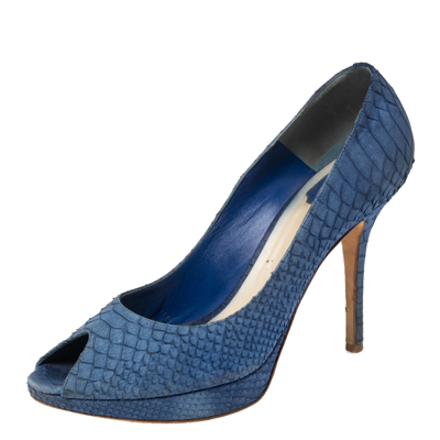 Pre-owned Dior Peep-toe Pumps Size 41 In Blue