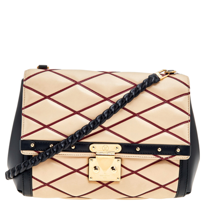 Pre-owned Louis Vuitton Beige/black Leather Malletage Pochette Flap Bag