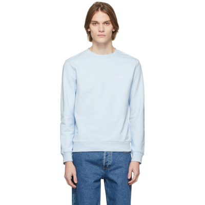 Apc Men's Rider Tonal Logo Sweatshirt In Light Blue