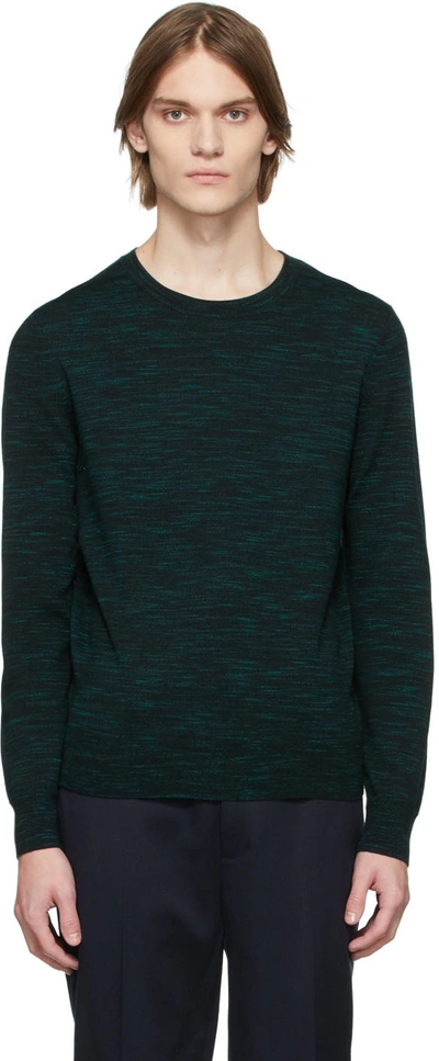 Apc James Merino Wool Space Dyed Regular Fit Crewneck Sweater In Heathered Green