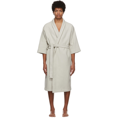 Fear Of God Cropped-sleeve Cotton-waffle Robe In Neutrals