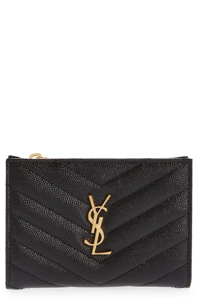 Saint Laurent Monogram Matelassé Leather Bifold Wallet In 1000 Nero