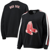 THE WILD COLLECTIVE THE WILD COLLECTIVE BLACK BOSTON RED SOX PERFORATED LOGO PULLOVER SWEATSHIRT