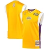 MITCHELL & NESS MITCHELL & NESS GOLD LOS ANGELES LAKERS 2002 NBA FINALS HARDWOOD CLASSICS ON-COURT AUTHENTIC SLEEVEL