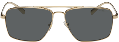 Versace Greca Square Sunglasses, Male, Gold, One Size In Dark Grey
