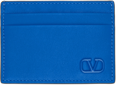 Valentino Garavani Blue Vlogo Cardholder In Bermuda Blue