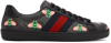 GUCCI BLACK GG BEE PRINT ACE SNEAKERS
