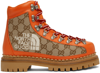 GUCCI ORANGE THE NORTH FACE EDITION LACE-UP BOOTS