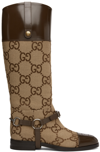 GUCCI BEIGE & BROWN HARNESS KNEE-HIGH BOOTS