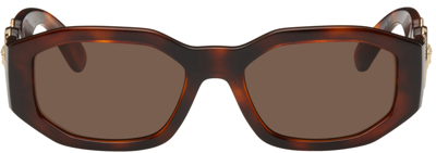 Versace Medusa Biggie Rectangle-frame Sunglasses In Brown