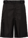 Prada Re-nylon Elasticated Waist Bermuda Shorts In Black