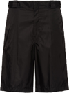 Prada Re-nylon Elasticated Waist Bermuda Shorts In F Nero