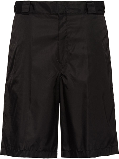 Prada Re-nylon Elasticated Waist Bermuda Shorts In Nero