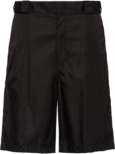 Prada Re-nylon Elasticated Waist Bermuda Shorts In Black