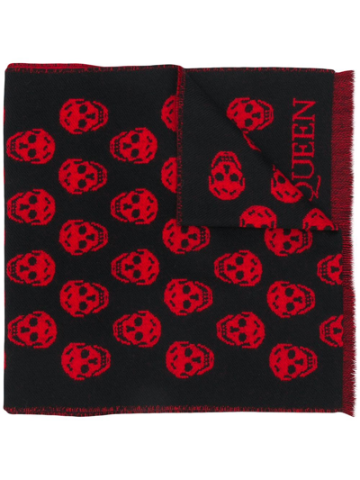 Alexander Mcqueen Skull-intarsia Scarf In Black