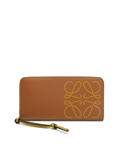 Loewe Zip Around Wallet In Classic Calfskin In Brown