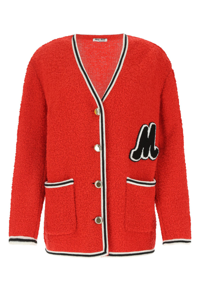 Miu Miu Single-breasted Bouclé Jacket In Red
