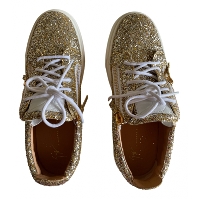 Pre-owned Giuseppe Zanotti Glitter Low Trainers In Gold