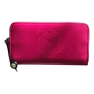 Pre-owned Kenzo Tiger Leather Clutch Bag In Pink