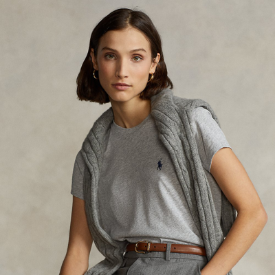 Polo Ralph Lauren Cotton Crewneck Tee In Cobblestone Heather