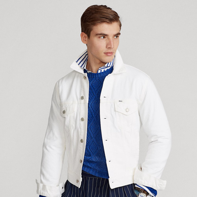 Ralph Lauren Garment-dyed Denim Trucker Jacket In Adamson White