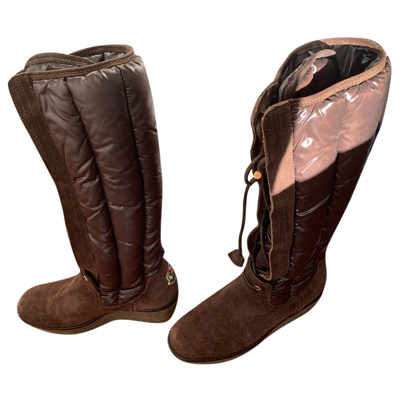 Pre-owned Moncler Wellington Boots In Brown