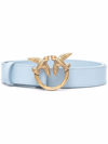 Pinko Love Bird-buckle Leather Belt In Light Blue