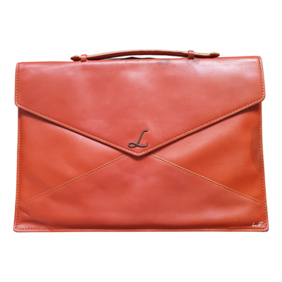 Pre-owned Lancel Enveloppe Leather Clutch Bag In Orange