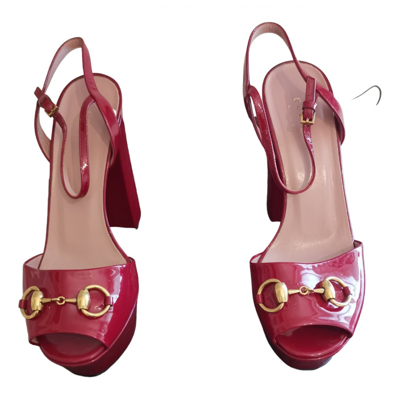 Pre-owned Gucci Patent Leather Sandals In Red