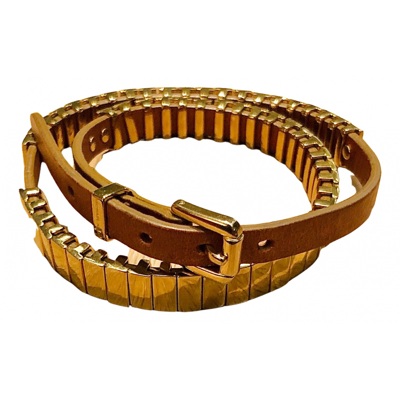 Pre-owned Michael Kors Leather Bracelet In Gold