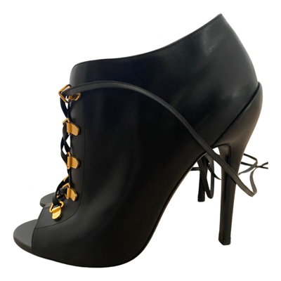 Pre-owned Tom Ford Leather Ankle Boots In Black