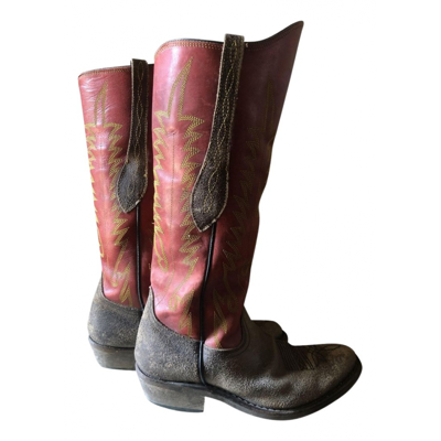 Pre-owned Golden Goose Leather Cowboy Boots In Red