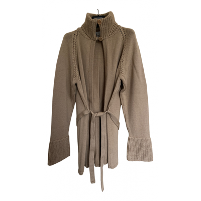 Pre-owned Les Copains Wool Cardigan In Camel