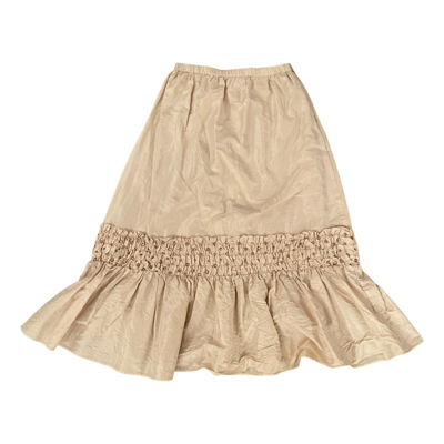 Pre-owned Blumarine Silk Mid-length Skirt In Beige