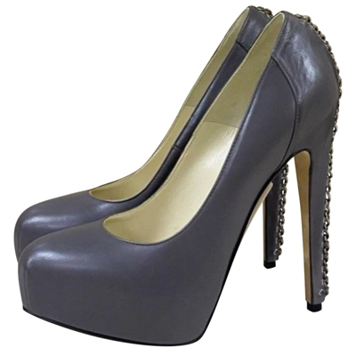 Pre-owned Brian Atwood Leather Heels In Grey