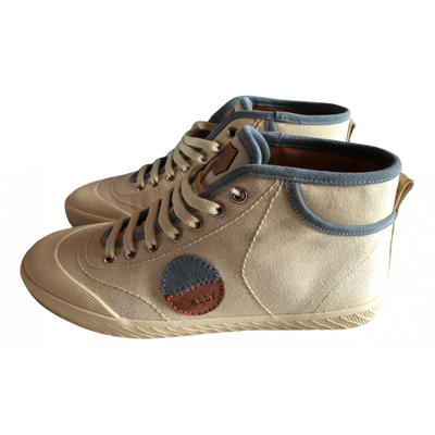 Pre-owned Bally Cloth High Trainers In Beige