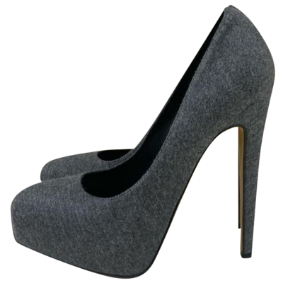 Pre-owned Brian Atwood Cloth Heels In Grey