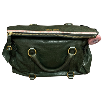 Pre-owned Miu Miu Bow Bag Leather Handbag In Green