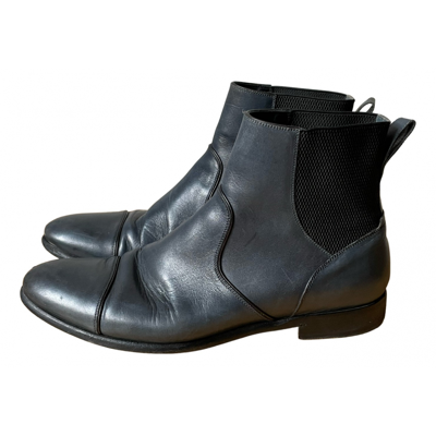 Pre-owned Dolce & Gabbana Leather Boots In Navy